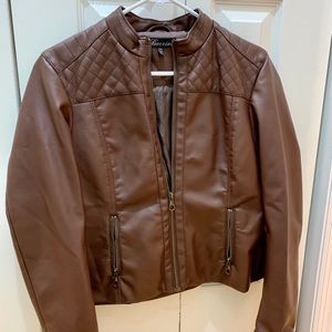Mocha faux leather jacket